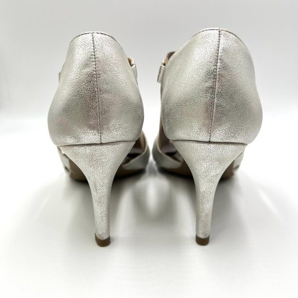10W 10 WIDE Lifestride Womens Mega Faux Silver Leather Pumps Heels‎ Shoes - Picture 7 of 14